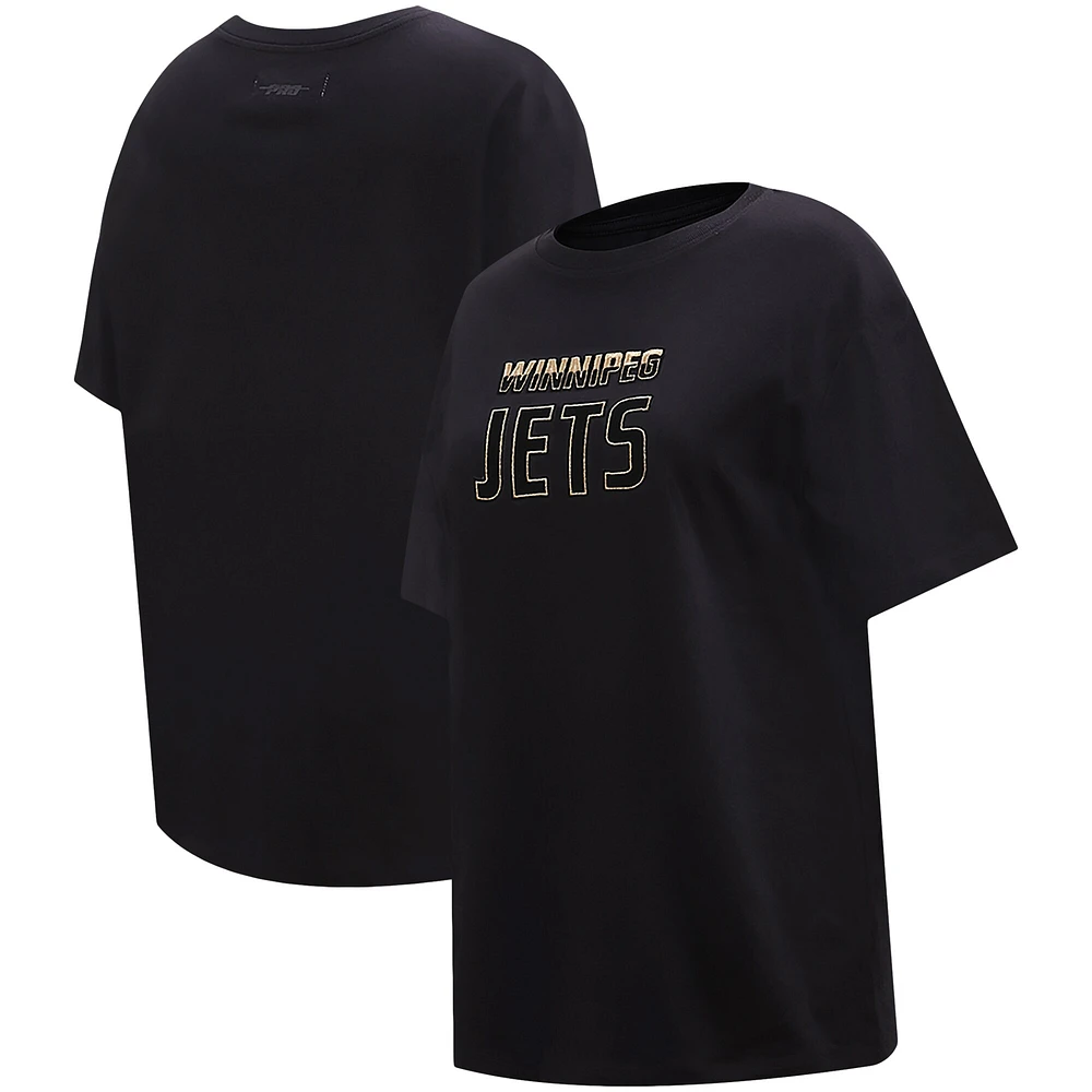 T-shirt carré Pro Standard noir des Jets de Winnipeg pour femmes