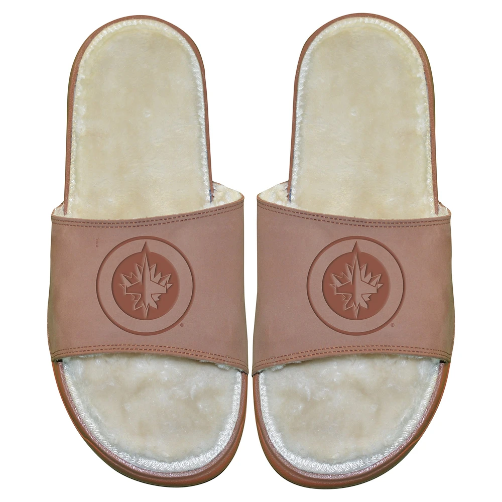 Youth ISlide Winnipeg Jets Nubuck Fur Primary Logo Sandals