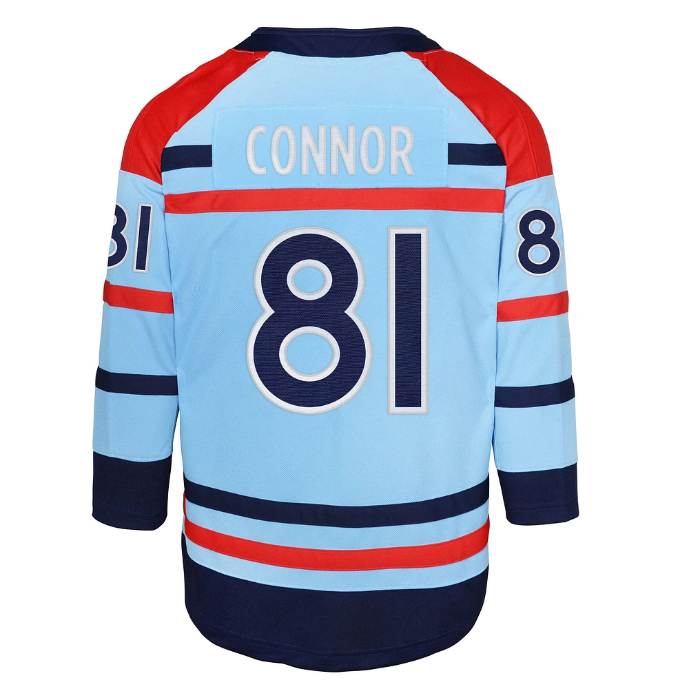 Maillot de joueur premier anniversaire des Jets Winnipeg, Kyle Connor, bleu clair, pour jeune