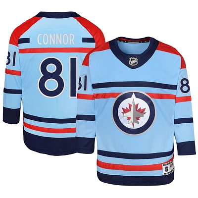 Maillot de joueur premier anniversaire des Jets Winnipeg, Kyle Connor, bleu clair, pour jeune