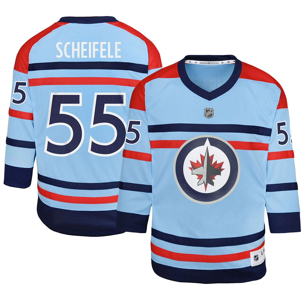 Maillot de joueur réplique anniversaire des Jets Winnipeg bleu clair Mark Scheifele pour jeunes