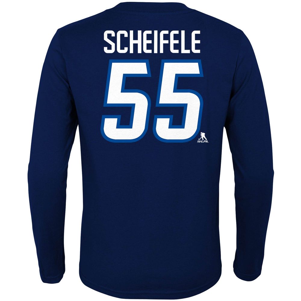 Youth Mark Scheifele Navy Winnipeg Jets Authentic Stack Name & Number - Long Sleeve T-Shirt