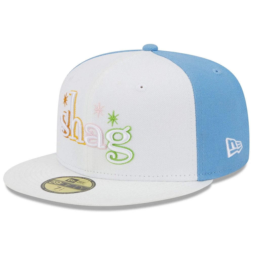 Men's New Era White Winston-Salem Dash Theme Nights Shags  59FIFTY Fitted Hat