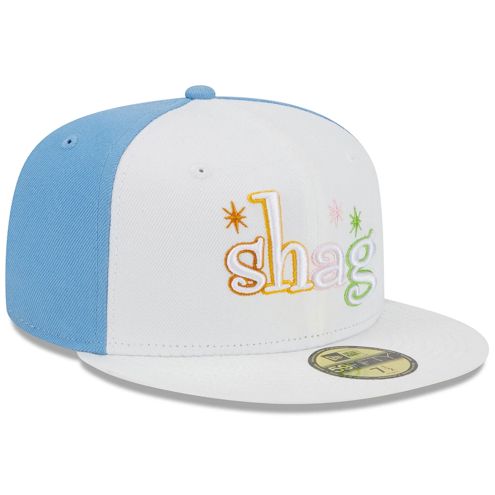 Men's New Era White Winston-Salem Dash Theme Nights Shags  59FIFTY Fitted Hat