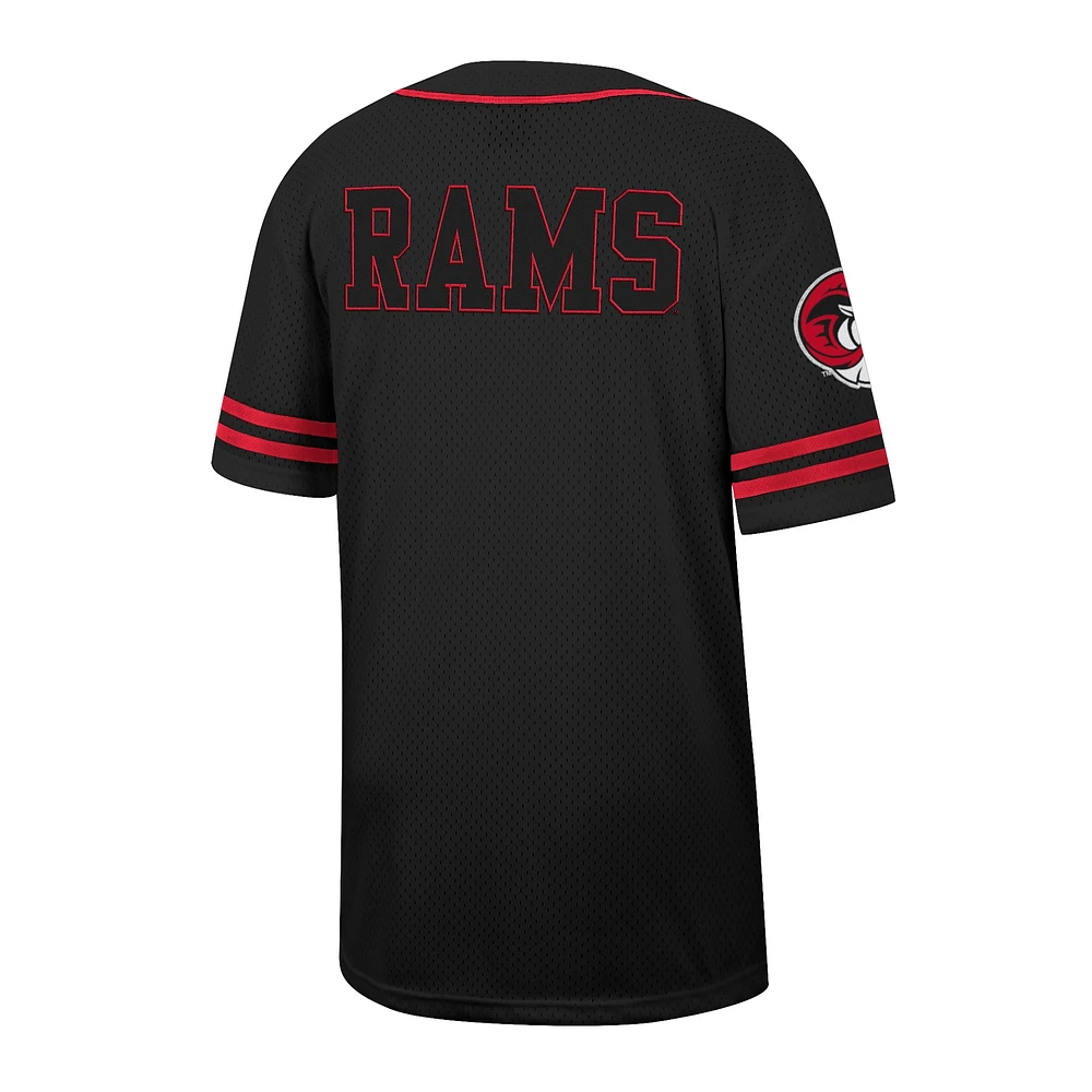 Maillot de baseball boutonné en maille Free Spirited Winston-Salem State Rams Colosseum noir pour hommes