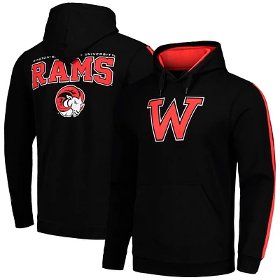 Men's FISLL Black Winston-Salem State Rams Striped Oversized Print Pullover Hoodie