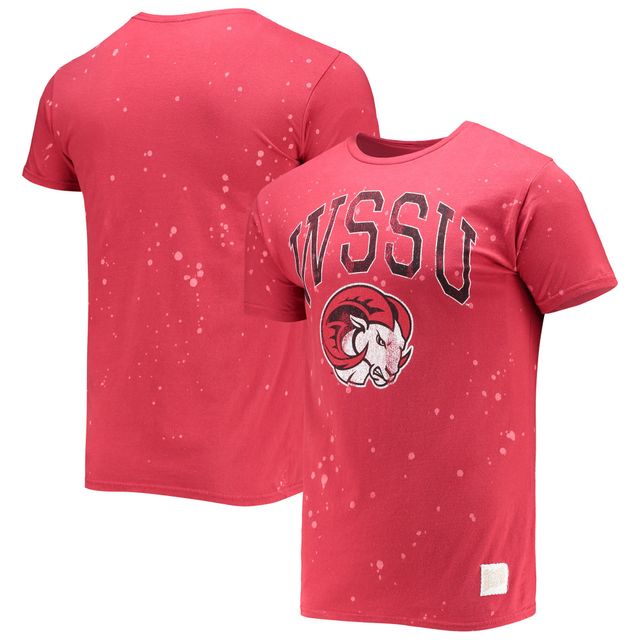 T-shirt Homme Rouge Original Rétro Marques Winston-Salem State Rams Bleach Splatter