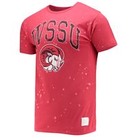 Men's Original Retro Brand Red Winston-Salem State Rams Bleach Splatter T-Shirt