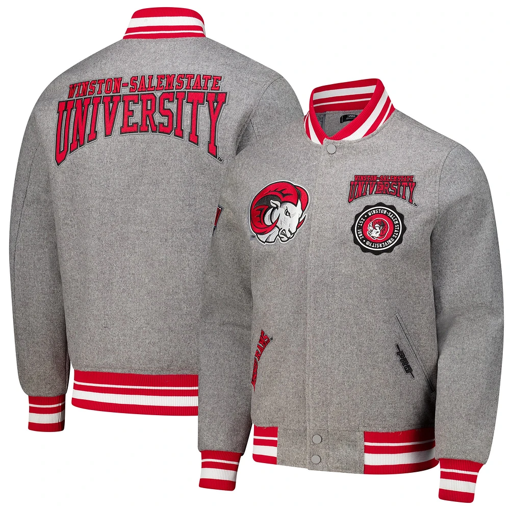 Veste entièrement zippée en laine Pro Standard pour hommes, gris chiné, Winston-Salem State Rams Crest