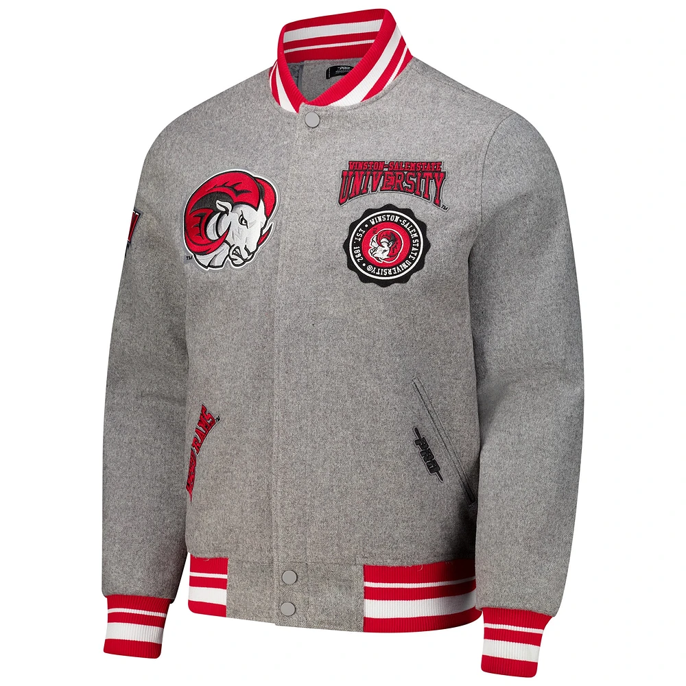 Men's Pro Standard Heather Gray Winston-Salem State Rams Crest Wool Full-Zip Jacket