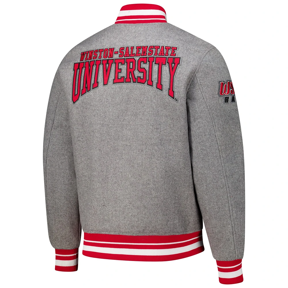 Men's Pro Standard Heather Gray Winston-Salem State Rams Crest Wool Full-Zip Jacket