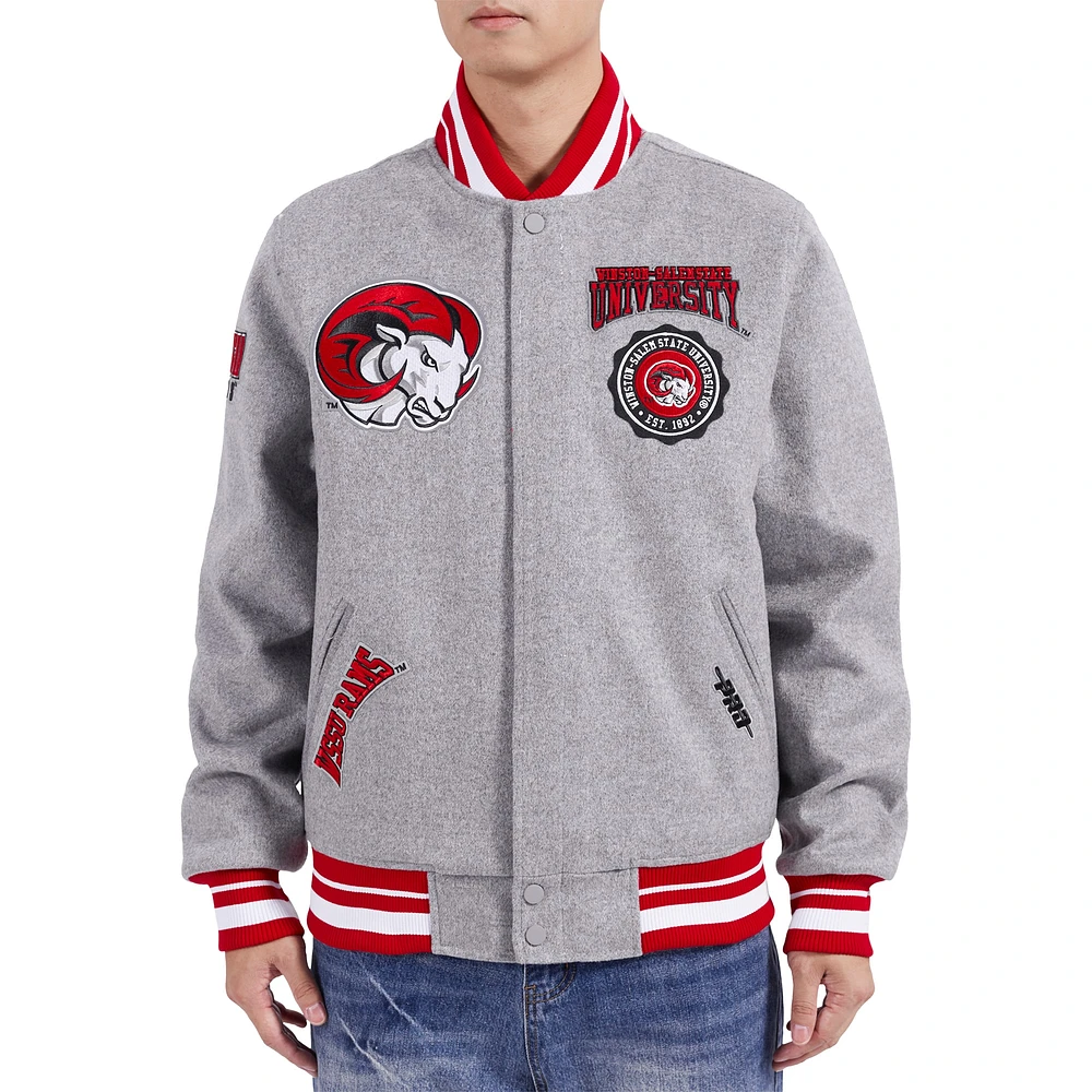 Men's Pro Standard Heather Gray Winston-Salem State Rams Crest Wool Full-Zip Jacket