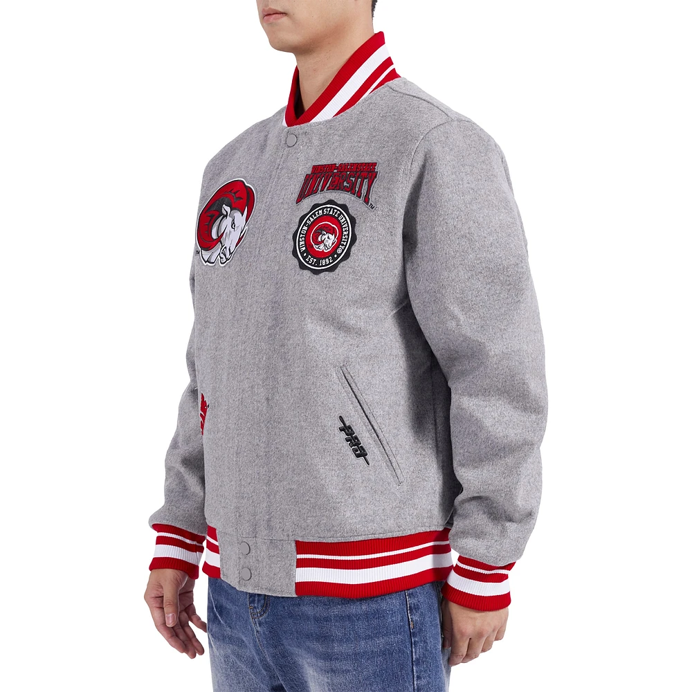 Men's Pro Standard Heather Gray Winston-Salem State Rams Crest Wool Full-Zip Jacket