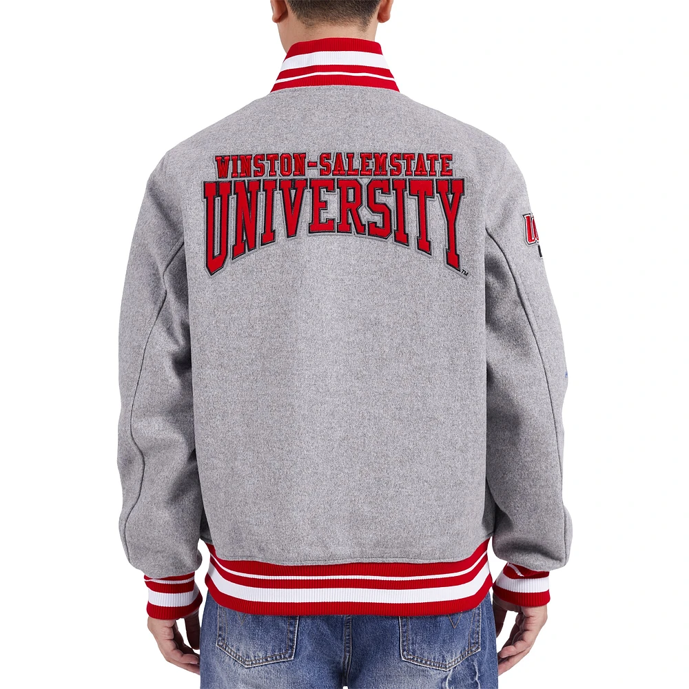 Men's Pro Standard Heather Gray Winston-Salem State Rams Crest Wool Full-Zip Jacket