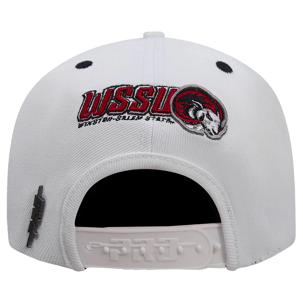 Men's Pro Standard White Winston-Salem State Rams Mascot Wool Snapback Hat