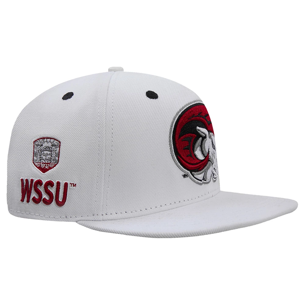 Men's Pro Standard White Winston-Salem State Rams Mascot Wool Snapback Hat