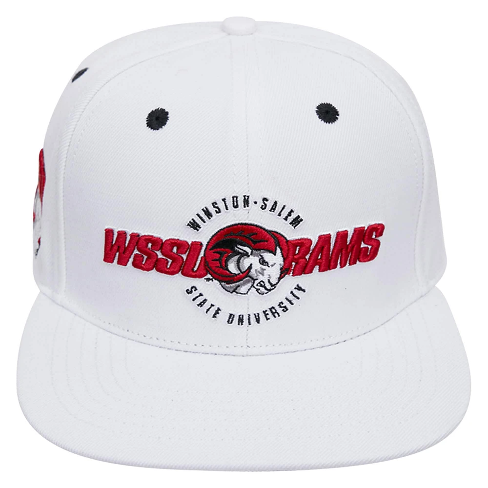 Men's Pro Standard White Winston-Salem State Rams Wool Snapback Hat