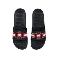 FOCO Wisconsin Badgers Stripe Raised Slide Sandals