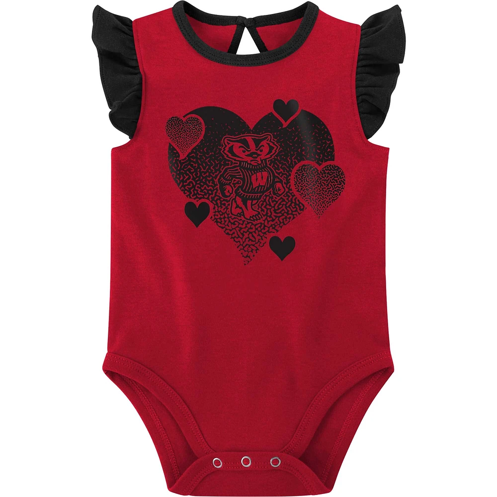 Girls Newborn & Infant Red/Black Wisconsin Badgers Spread the Love 2-Pack Bodysuit Set