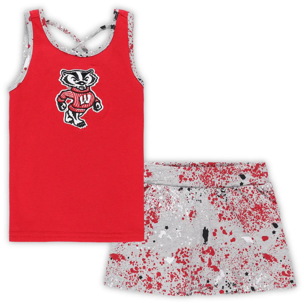 Ensemble débardeur et jupe-short Sweet Pea Wisconsin Badgers pour tout-petit Colosseum rouge/gris fille