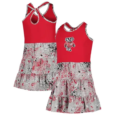 Wisconsin Badgers Colosseum Girls Youth Sweet Pea Dress - Red/Gray