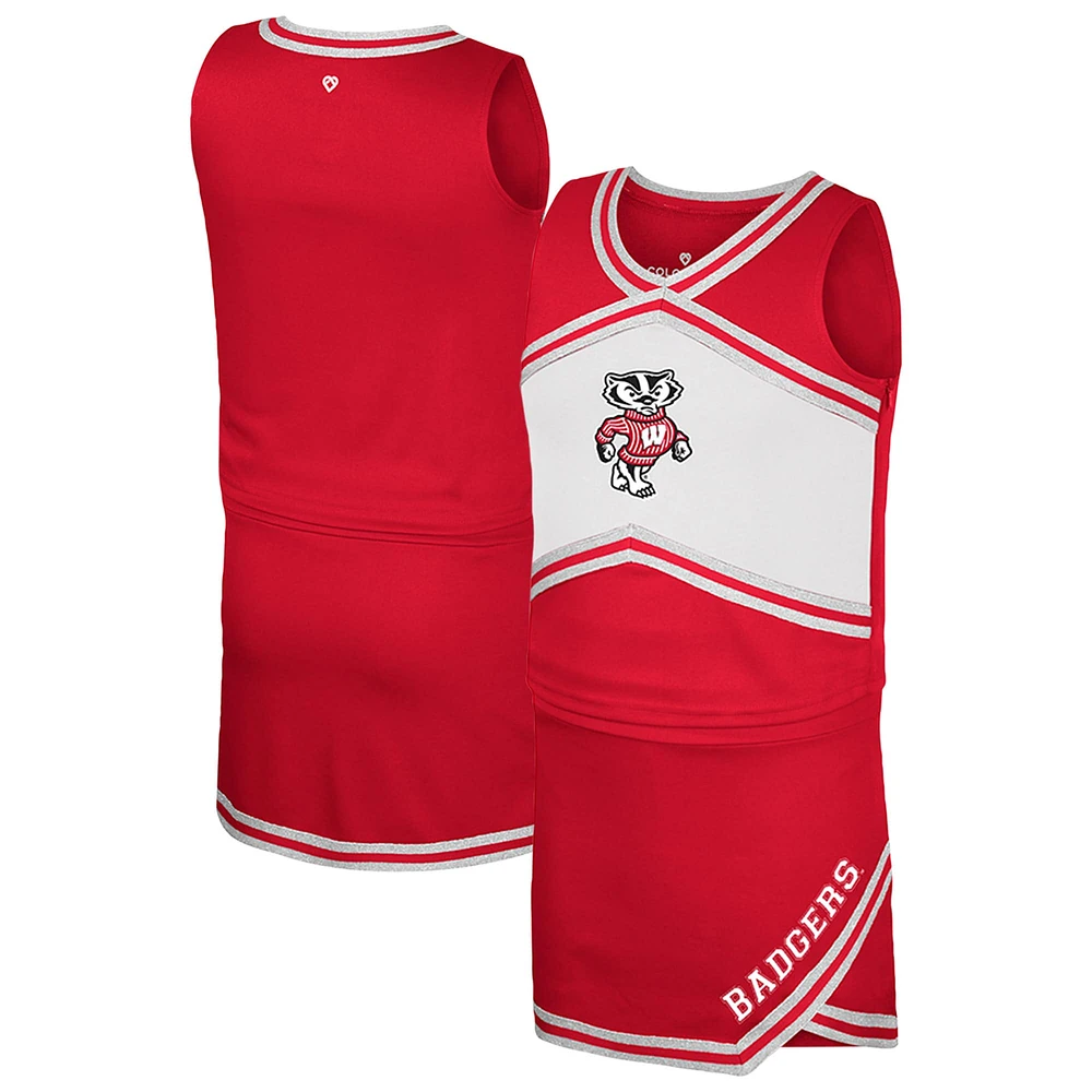 Ensemble haut et jupe de pom-pom girl rouge du Colisée pour filles des Wisconsin Badgers