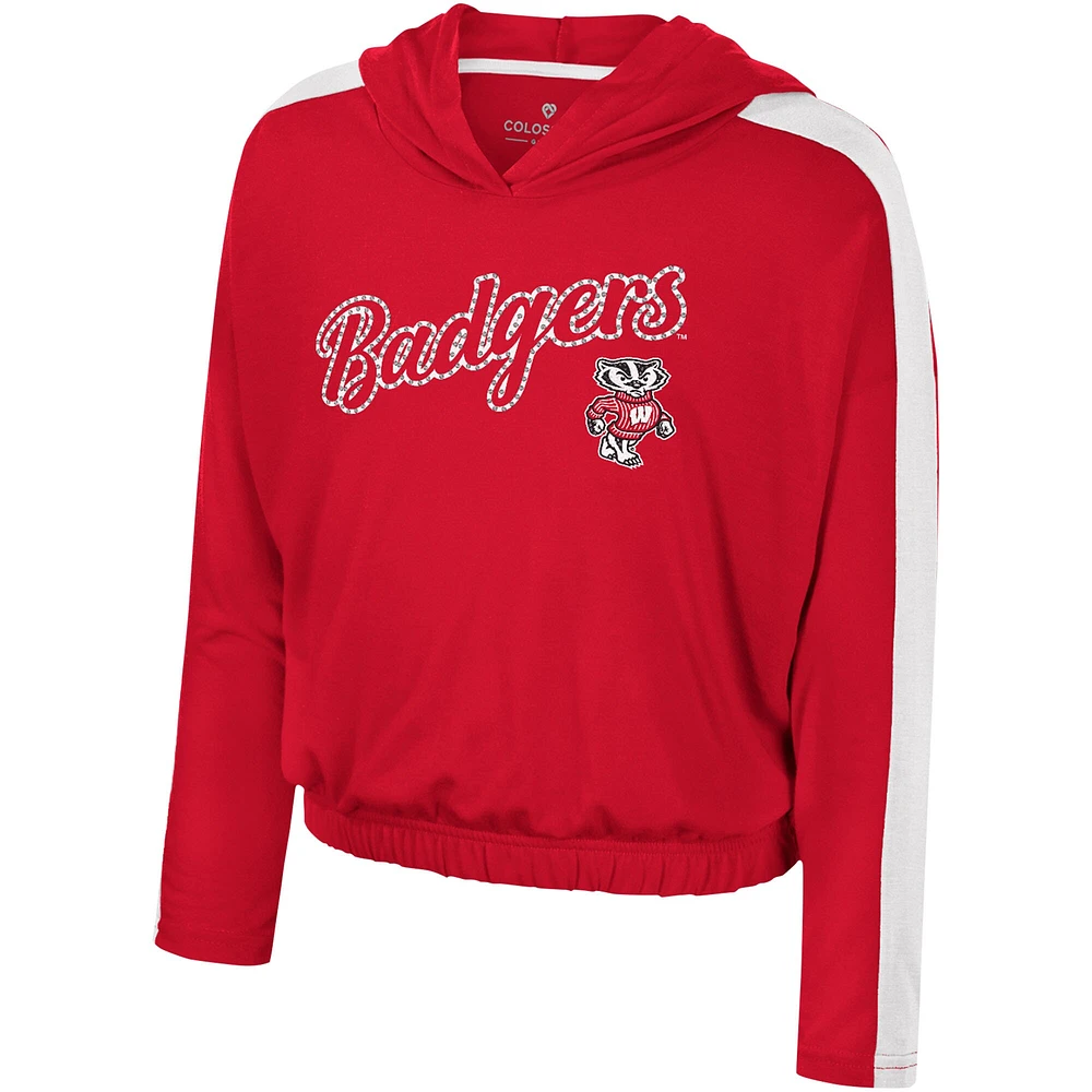 Girls Youth Colosseum Red Wisconsin Badgers Illumination Long Sleeve Hoodie T-Shirt