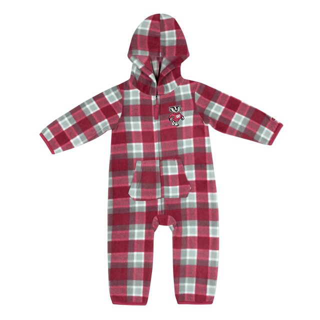 Colosseum pour bébé rouge/gris Wisconsin Badgers Farays Plaid Full-Zip Hoodie Jumper