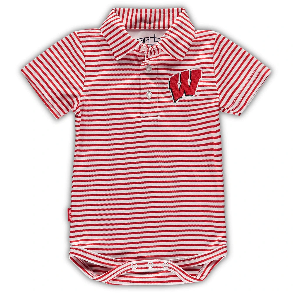 Infant Garb Rouge Wisconsin Badgers Carson Striped Polo Body