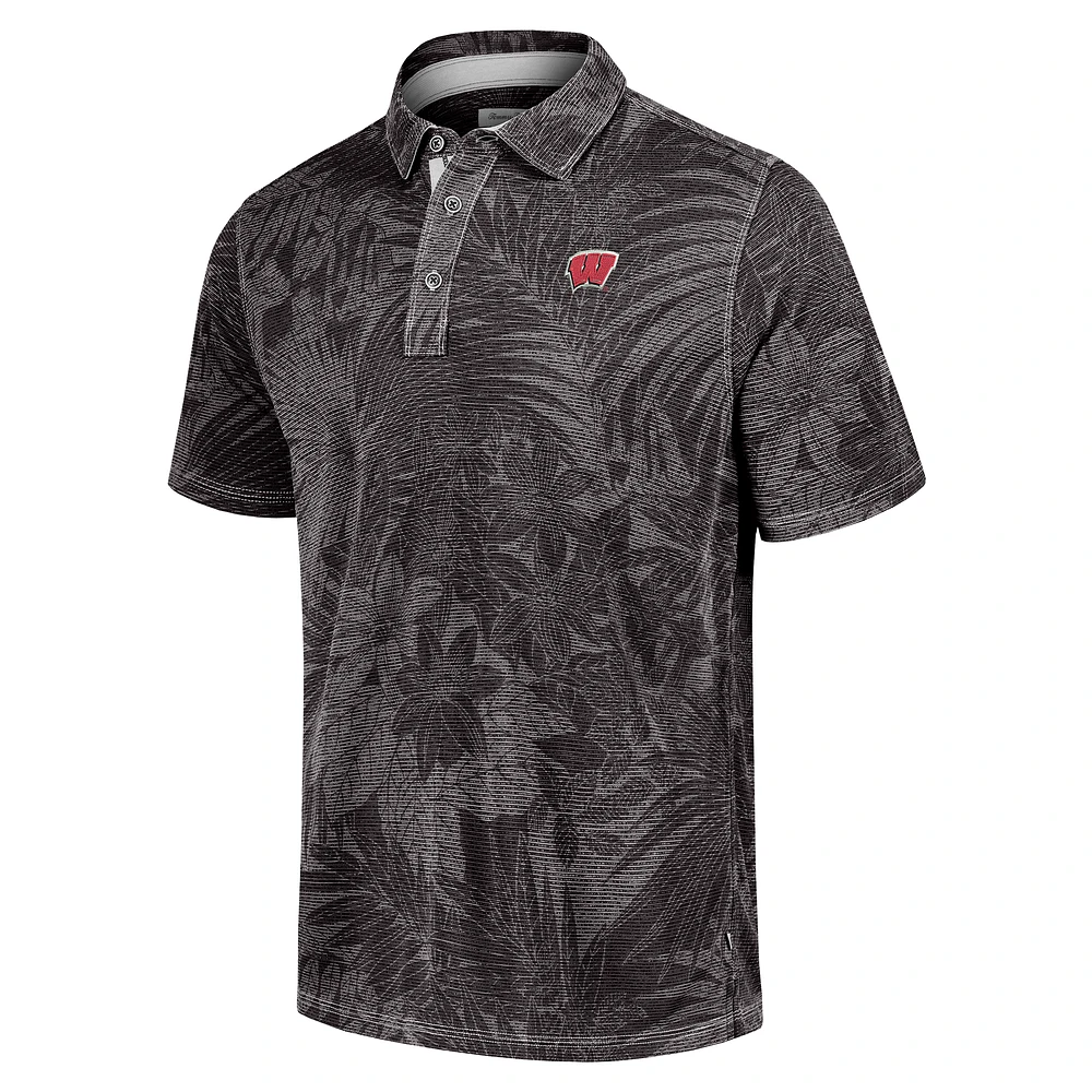 Men's Tommy Bahama  Black Wisconsin Badgers Sport Santiago Paradise Polo