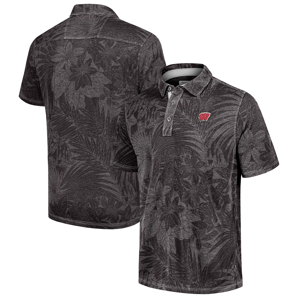 Men's Tommy Bahama Black Wisconsin Badgers Sport Santiago Paradise Polo