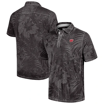 Men's Tommy Bahama  Black Wisconsin Badgers Sport Santiago Paradise Polo