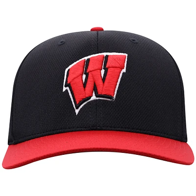 Men's Top of the World  Black Wisconsin Badgers Reflex Fitted Hat
