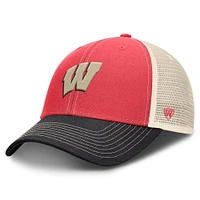 Men's Top of the World Red/Black Wisconsin Badgers Off-Road Trucker Adjustable Hat