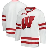 Men's Under Armour  White Wisconsin Badgers Replica Hockey Jersey