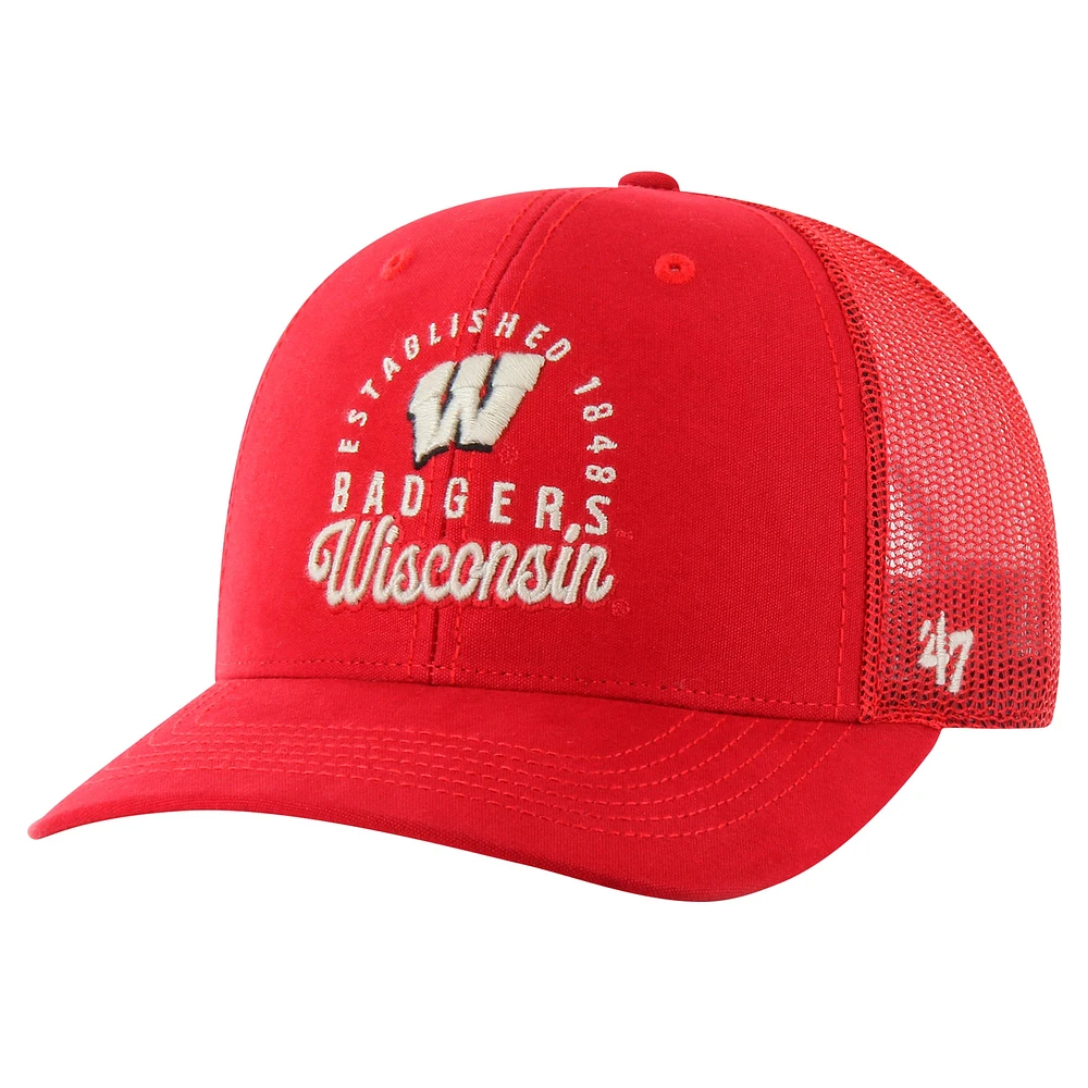 Men's '47 Red Wisconsin Badgers Pitstop Trucker Adjustable Hat