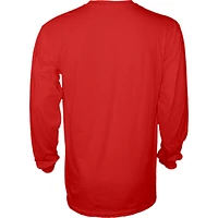 Men's Blue 84  Red Wisconsin Badgers Hockey 75th Season Long Sleeve T-Shirt