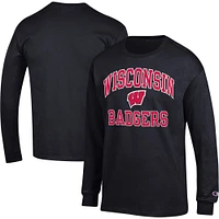 Men's Champion Black Wisconsin Badgers High Motor Long Sleeve T-Shirt