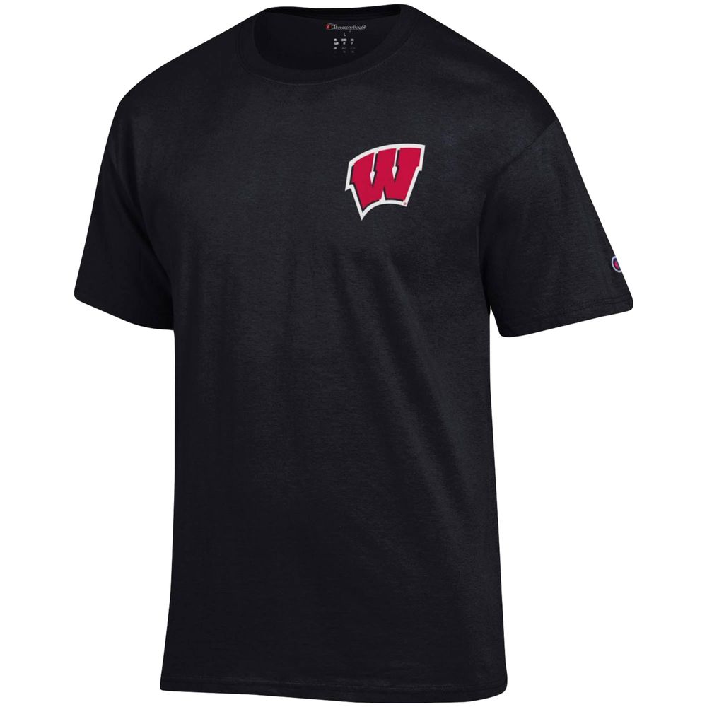 Men's Champion Black Wisconsin Badgers Stack 2-Hit T-Shirt