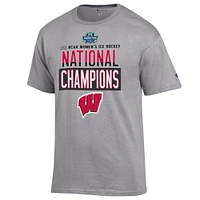 Men's Champion Gray Wisconsin Badgers 2025 NCAA Frozen Four Women's Ice Hockey Tournament Champions Locker Room T-Shirt