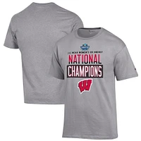 Men's Champion Gray Wisconsin Badgers 2025 NCAA Frozen Four Women's Ice Hockey Tournament Champions Locker Room T-Shirt