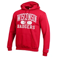 Men's Champion Red Wisconsin Badgers Arch Pill Pullover Hoodie