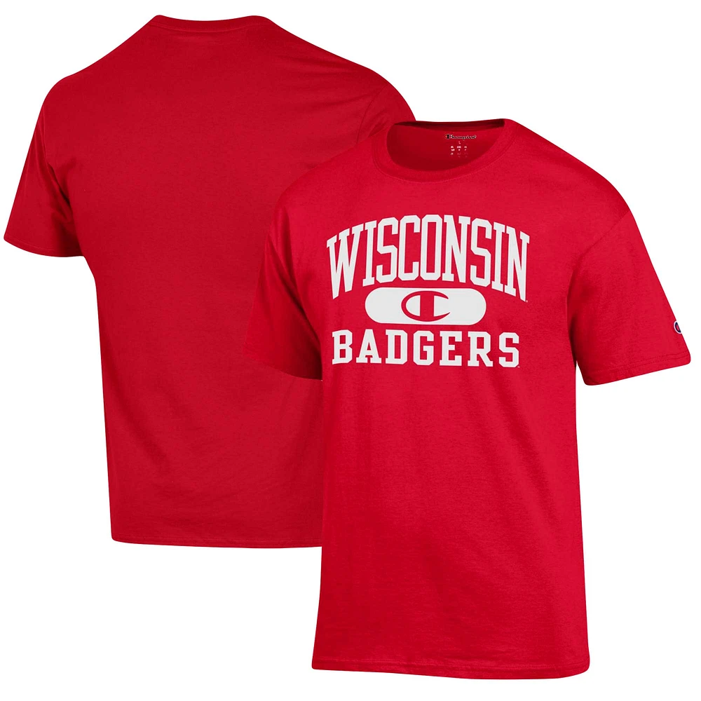 Men's Champion Red Wisconsin Badgers Arch Pill T-Shirt