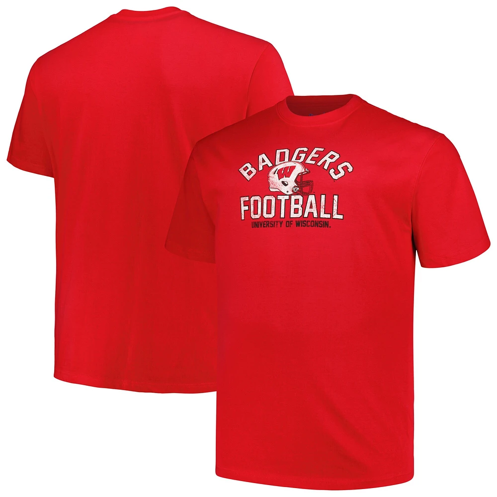 T-shirt avec casque de football pour hommes Champion Red Wisconsin Badgers Big & Tall