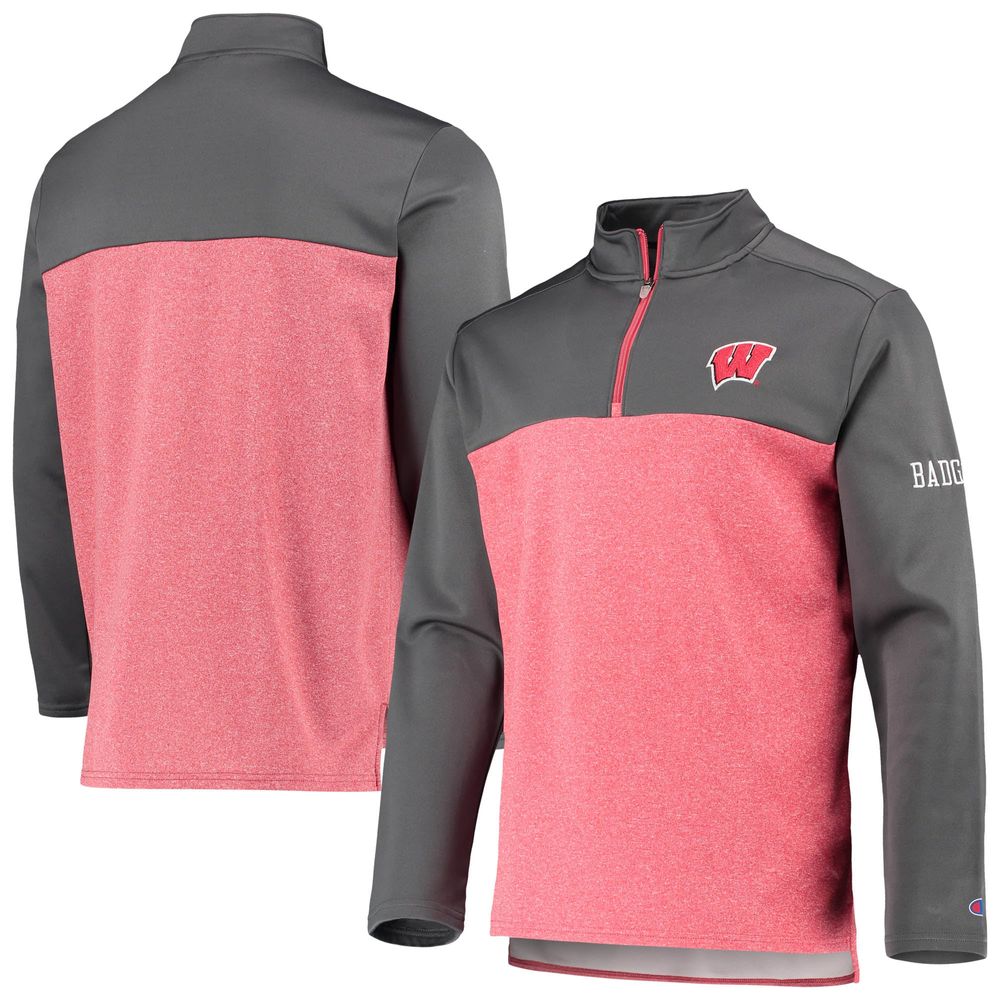 Men's Champion Red Wisconsin Badgers Gameday Quarter-Zip Jacket