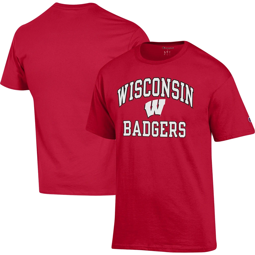 T-shirt Champion Red Wisconsin Badgers High Motor pour homme