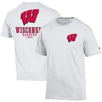 Men's Champion White Wisconsin Badgers Stack 2-Hit T-Shirt