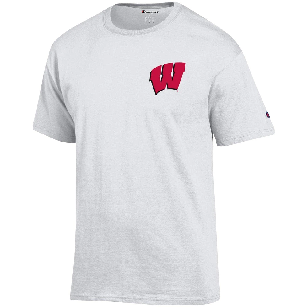 Men's Champion White Wisconsin Badgers Stack 2-Hit T-Shirt