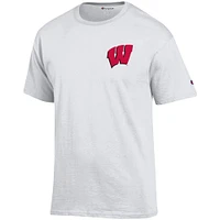 Men's Champion White Wisconsin Badgers Stack 2-Hit T-Shirt