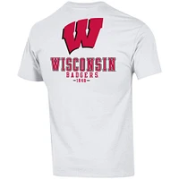 Men's Champion White Wisconsin Badgers Stack 2-Hit T-Shirt